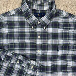 Ralph Lauren Button Up Shirt Size 2XL Green Plaid Long Sleeve Pony Classic